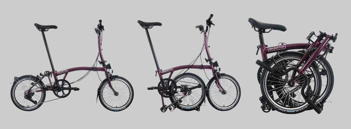 Brompton Unfolded, Half-folded, Folded